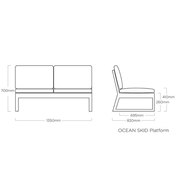 OCEAN SKID Platform, 2-místná pohovka